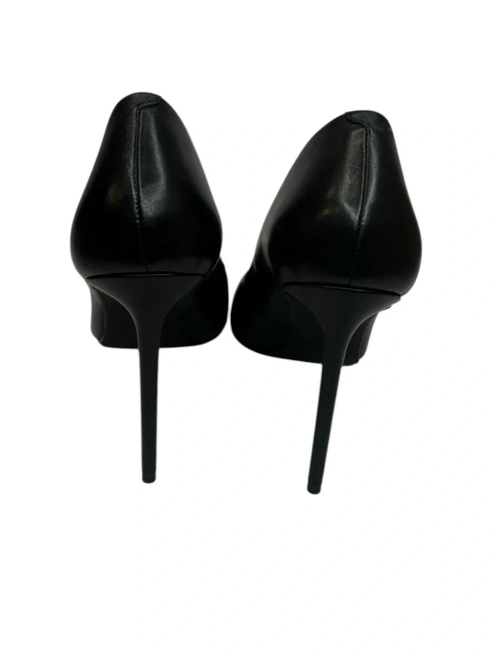 Steve Madden Graham Black Leather Stiletto Heels Size 10 Pointed Toe Pumps - Picture 5 of 8
